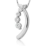 14k White Gold 5 Stone Journey Diamond Pendant Necklace (G-H, SI-I, 0.40 carat)