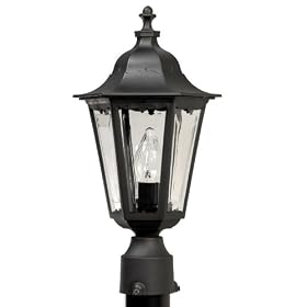 Adjusta-Post Classic One-Light Outdoor Upward Post Top Lantern, Black with Clear Acrylic Beveled Lens #S74TC-BK