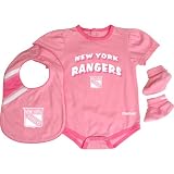 Reebok New York Rangers Infant Girls Creeper, Bib And Bootie Set 3-6 Months