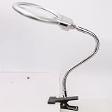 Clip-on 2 LED Light 2.25X 107MM / 5X 22M Desktop Table Top Desk Lamp Reading Magnifier Magnifying Jewelry Loupe Glass