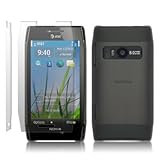 NOKIA X7 RUBBERISED TRANPARENT BACK COVER CASE - BLACK, WITH 2 SCREEN PROTE ....