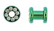Stainless Steel Screw-On Green Plugs with Clear Crystals - 8 Gauge - Sold as a Pair