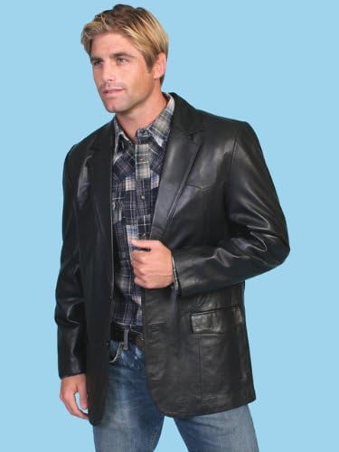 Scully Leather Mens Western Sportcoat Blazer Jacket Button Front Black 56