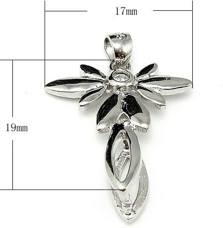 S925 Rhinestone Sterling Silver Feather Bail Slide Pendant Clasp Connector / Findings / Bright