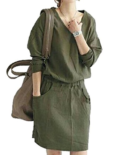 (プレクラースナ)3 シーズン 大人 格好いい Vネック ワンピース チュニック リネン アドーア style 緑カーキ Lサイズ オリジナル メッシュケース 3ポケット付き セット (プレクラースナ)3 シーズン 大人 格好いい Vネック ワンピース チュニック リネン アドーア style 緑カーキ Lサイズ オリジナル メッシュケース 3ポケット付き セット