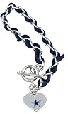 NFL Dallas Cowboys Chain and Leather Strap Bracelet with Team Logo Charm