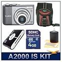 Canon PowerShot A2000 IS Digital Camera, 10.0 Megapixel, 6x Optical Zoom, 3.0 Inch LCD Display, Mini Digital Camera Deluxe Carrying Case, 3pc. Lens Cleaning Kit, 4 GB Memory Card, Hi-Speed USB 2.0 Card Reader