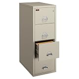 Fireproof Four Drawer Letter Size Vertical File 31"D Parchment