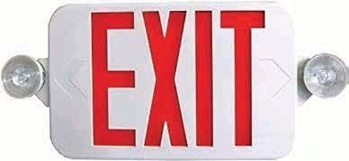 Dysmio Lighting All LED Decorative Red Exit Sign & Emergency Light Combo with Battery Backup
