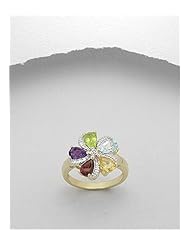 Flower Amethyst Ring In 92.5 Sterling Silver