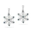 10k White Gold Blue Diamond Snowflake Earrings (1/10 cttw)