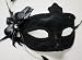 Halloween Black Half Face Lace Mask with Feather on Side