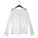 Chen Women White Sheer Sleeve Embroidery Top Blouse Lace Crochet Chiffon Shirt (14)
