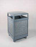 Howard Aspen 38 gallon Steel/Stone Panel Hinged Top Gray with Dove Gray Stone Panels Waste Receptacle R38HT-2000PL