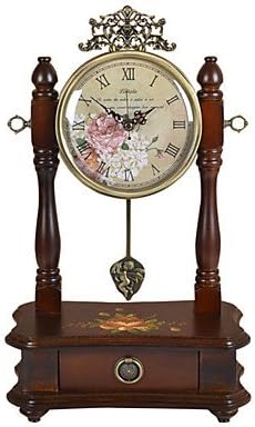 13.5"European Family Hall Clock Floral Style Tabeltop Clock With Pendulum