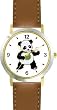 Ping Pong Playing Baby Giant Panda or Panda Bear Animal - WATCHBUDDY&reg; DELUXE TWO-TONE THEME WATCH - Arabic Numbers - Brown Leather Strap-Size-Large ( Men's Size or Jumbo Women's Size )
