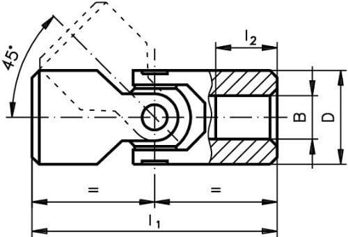Precision cardan joint WEN with needle bearing DIN808, simple, bore 20H7
