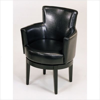 Swivel Leather Club Chair Leather: Black