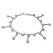 Girls Anklets Pair Silver & Rainbow Gemstone Foot Jewelry 9 inches (ganklt048)