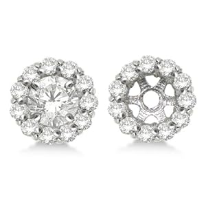 Round Cut Diamond Earring Jackets 14k White Gold (0.35ct)