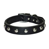 1 2 in. Regular Studded Latigo Leather Dog Collar model 12LS (Black, 14 in.)