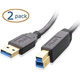 Cable Matters 2 Pack, SuperSpeed USB 3.0 Type A to B Cable in Black 6 Feet