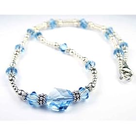 Genuine Swarovski Crystal Sterling Silver Necklaces w Aquamarine Birthstone... by