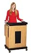 Oklahoma Sound SCL-S-OK Smart Cart Lectern- With Sound-Light Oak Oklahoma Sound SCL-S-OK Smart Cart Lectern- With Sound-Light Oak