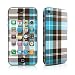 Turquoise Plaid Design Protective Skin Decal Sticker for Apple iPhone 4 / 4S 16GB 32GB 64GB