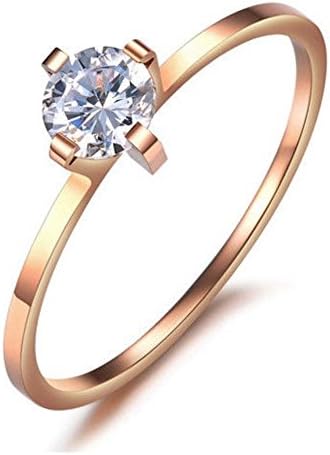 NEW Crystal Titanium Steel Promise Ring Engagement Lover Gift + RING BOX RJ0145Z Ring Size:USA #8 (1PC)