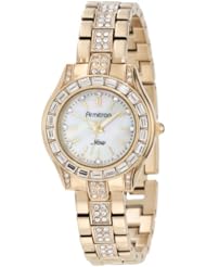 Armitron Womens 75/5053MPGP Swarovski Crystals Accented Round Gold-Tone Bracelet Watch