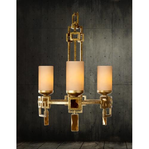 Varaluz 167C03C Noir 3-Light Chandelier, Kolorado Finish with Tan Opal Glass Shades, 18-Inch by 23-3/4-Inch