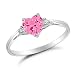 Sterling Silver Pink Sapphire CZ Engagement Ring Sizes 4 to 9