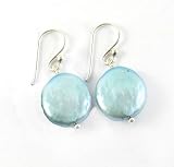 Sterling Silver Coin Pearl Drop Earrings