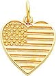 14K Gold USA Flag Heart Charm