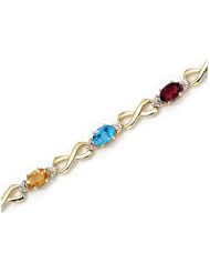 10K Yellow Gold Oval Multi and Diamond Bracelet by Jewelry Mountain