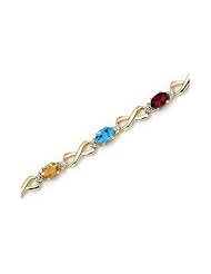 14K Yellow Gold Oval Multi and Diamond Bracelet by Jewelry Mountain