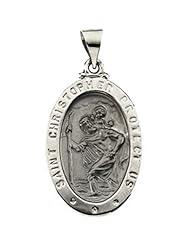 Religious 14k White Gold St. Christopher Medal Pendant