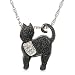 Sterling Silver Black and White Diamond Cat Pendant (1/4 cttw)