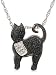 Sterling Silver Black and White Diamond Cat Pendant, (0.25 cttw)