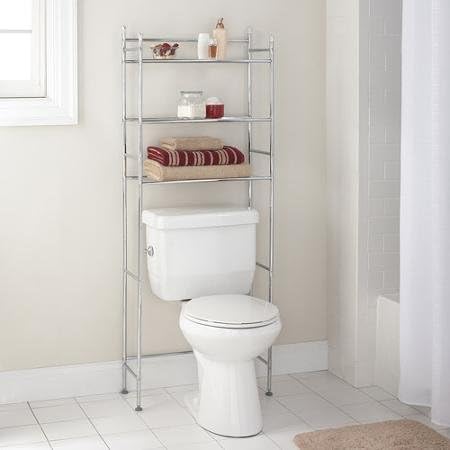 Brescia, 3-Shelf Bathroom Space Saver, Chrome Finish, Fits most standard toilets