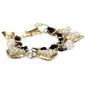 Betsey Johnson Lovely Leopard Heart Ribbon Toggle Bracelet