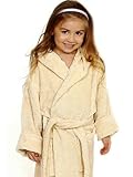 Royal Resort Collection: Luxury Hooded Robe - Terry Loop Kids Bathrobe, 100% Turkish Cotton, Color: Natural Beige, Size: (3-6 yo), UNISEX