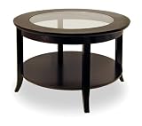 Winsome 92230 Round Coffee Table with Glass Top - Espresso