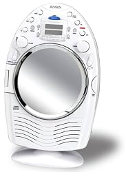 Jensen JCR-540 AM/FM Stereo Shower Radio and CD Player with Fog Resistant Mirror (White)