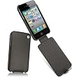 Noreve Hand Crafted Traditional Leather Case with Removable Belt Clip for iPhone 4S 4 (Black)