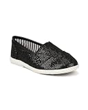 Soda Object-2 Glitter Designer Slip On Ballet Flats (Toddler/Little Girl/ Big Girl) - Black (Size: Big Kid 4)