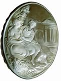 Cameo Pin Pendant Italian Master Carved Conch Shell 18k Gold Overlay Sterling Silver