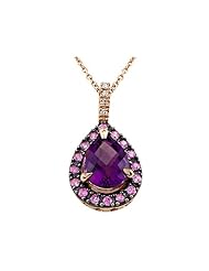 Genuine Amethyst Pink Sapphire and Diamond Pendant by Effy Collection® in 14 kt Rose Gold