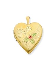 1/20 Gold Filled 20mm Enameled Mom Heart Locket - Chain Included
